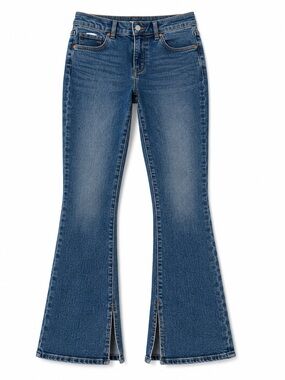 Express Women's Medium Blue Flare Jeans with Front Slits